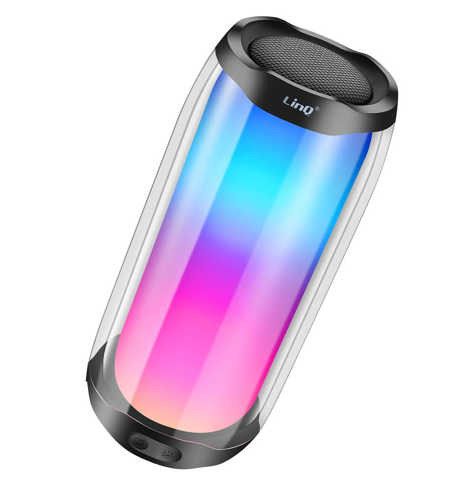 LinQ Enceinte Bluetooth LED RGB Multicolore Étanche IPX6 Son puissant 8W Noir