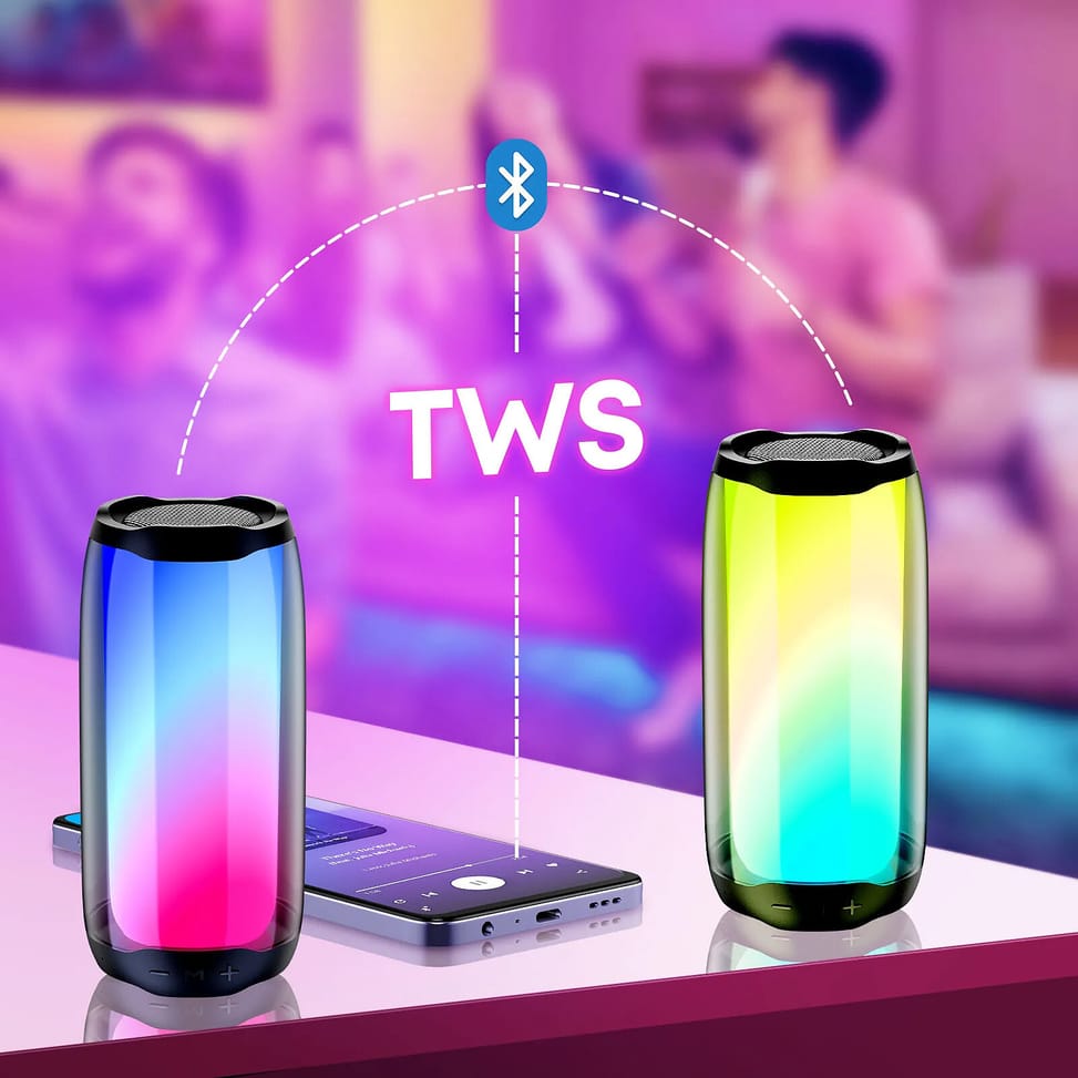 LinQ Enceinte Bluetooth LED RGB Multicolore Étanche IPX6 Son puissant 8W Noir — image 4