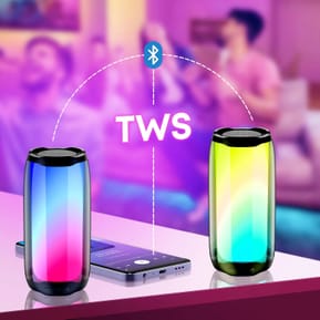 LinQ Enceinte Bluetooth LED RGB Multicolore Étanche IPX6 Son puissant 8W Noir — image 4