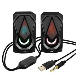 LinQ Enceinte Filaire Jack 3.5mm + USB 3W x 2 LED RVB Bouton Intégré A4000 Noir