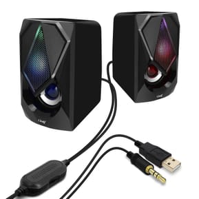 LinQ Enceinte Filaire Jack 3.5mm + USB 3W x 2 LED RVB Bouton Intégré A4000 Noir — image 2
