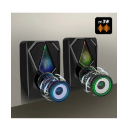 LinQ Enceinte Filaire Jack 3.5mm + USB 3W x 2 LED RVB Bouton Intégré A4000 Noir