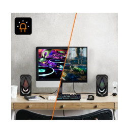 LinQ Enceinte Filaire Jack 3.5mm + USB 3W x 2 LED RVB Bouton Intégré A4000 Noir