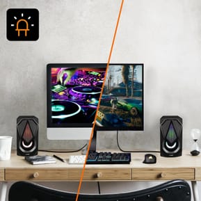 LinQ Enceinte Filaire Jack 3.5mm + USB 3W x 2 LED RVB Bouton Intégré A4000 Noir — image 4