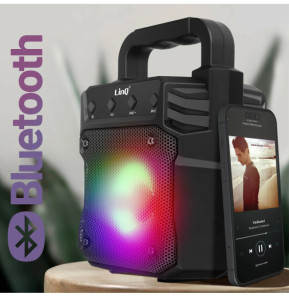 LinQ Enceinte lumineuse sans fil Noir, Design Compact et Portable
