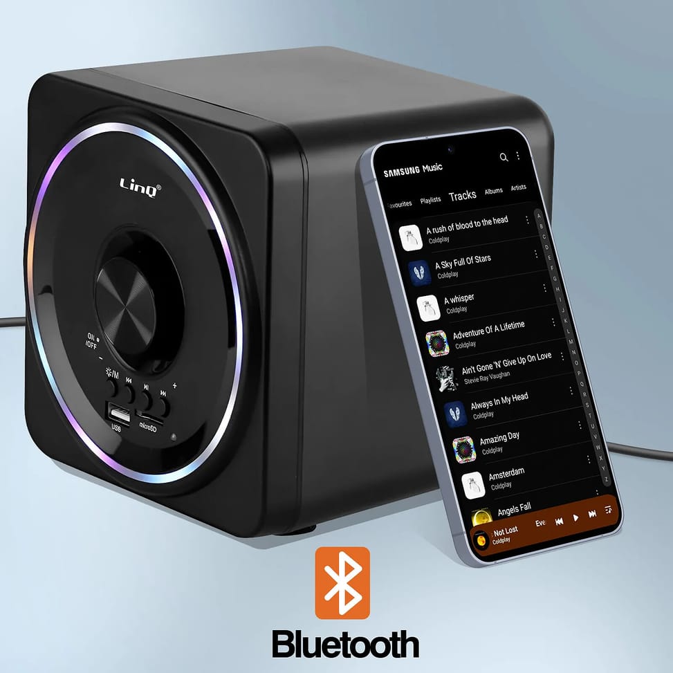 LinQ Enceinte PC Bluetooth avec Prise Jack 3.5mm + USB - Port Micro SD Noir — image 4
