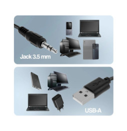 LinQ Enceinte PC Bluetooth avec Prise Jack 3.5mm + USB - Port Micro SD Noir