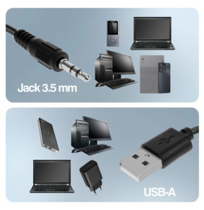 LinQ Enceinte PC Bluetooth avec Prise Jack 3.5mm + USB - Port Micro SD Noir