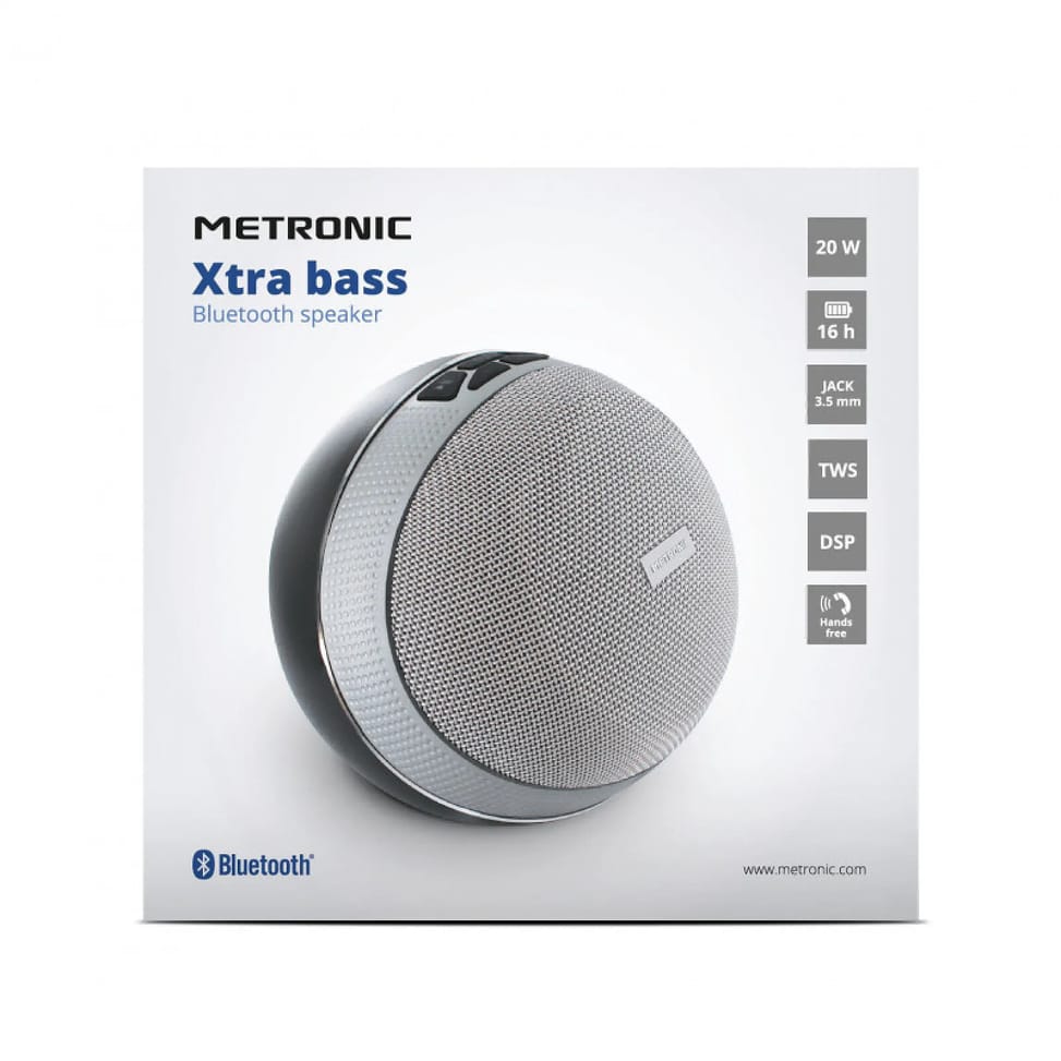 Metronic 477038 - Enceinte portable Xtra Bass bluetooth 20 W avec technologie DSP - Nuances de grey — image 3