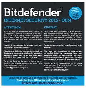 Bitdefender internet security 2015 - DVD OEM Licence 1 An 1 Poste