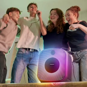 Mooov 477370 - Enceinte Party Cube sans fil avec effets lumineux - Noire et bleue — image 4