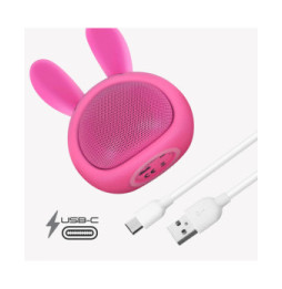 Moxie Enceinte Bluetooth 3W Autonomie 3h Design Lapin Lumineux Rose