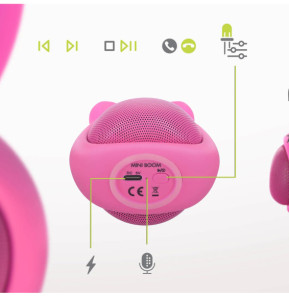 Moxie Enceinte Bluetooth 3W Autonomie 3h Design Lapin Lumineux Rose