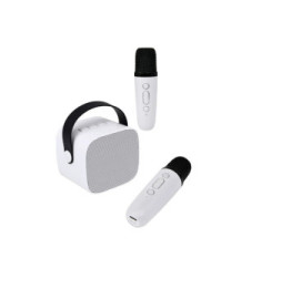PARTY Enceinte Bluetooth 5.1 avec 2 Micro karaoké Sans Fil Modèle Party Btmic 15W Blanc