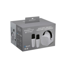 PARTY Enceinte Bluetooth 5.1 avec 2 Micro karaoké Sans Fil Modèle Party Btmic 15W Blanc