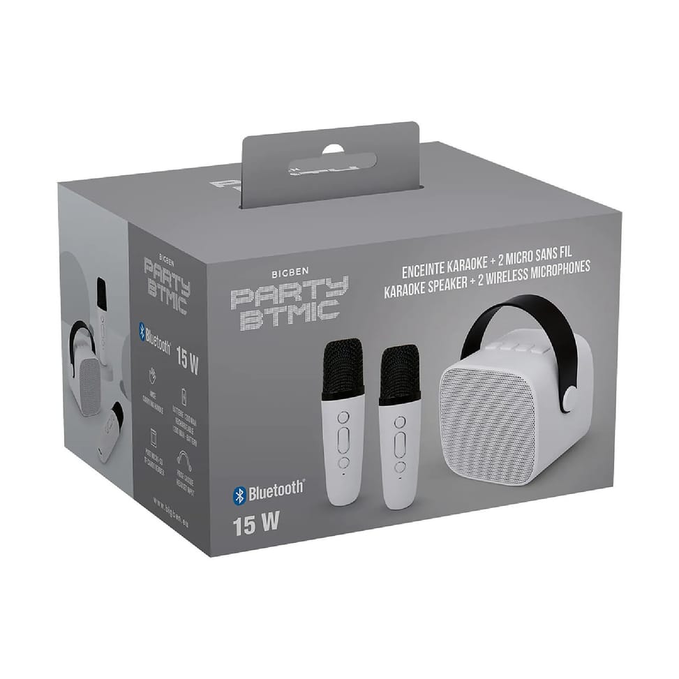 PARTY Enceinte Bluetooth 5.1 avec 2 Micro karaoké Sans Fil Modèle Party Btmic 15W Blanc — image 5