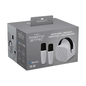 PARTY Enceinte Bluetooth 5.1 avec 2 Micro karaoké Sans Fil Modèle Party Btmic 15W Blanc — image 5