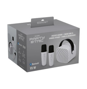 PARTY Enceinte Bluetooth 5.1 avec 2 Micro karaoké Sans Fil Modèle Party Btmic 15W Blanc