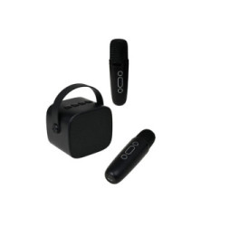 PARTY Enceinte Bluetooth 5.1 avec 2 Micro karaoké Sans Fil Modèle Party Btmic 15W Noir