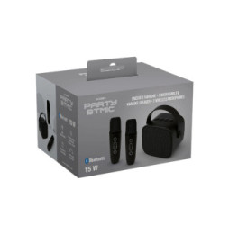 PARTY Enceinte Bluetooth 5.1 avec 2 Micro karaoké Sans Fil Modèle Party Btmic 15W Noir