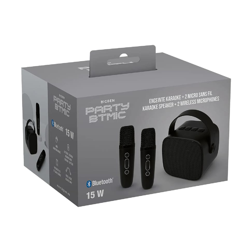 PARTY Enceinte Bluetooth 5.1 avec 2 Micro karaoké Sans Fil Modèle Party Btmic 15W Noir — image 4