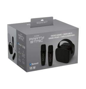 PARTY Enceinte Bluetooth 5.1 avec 2 Micro karaoké Sans Fil Modèle Party Btmic 15W Noir