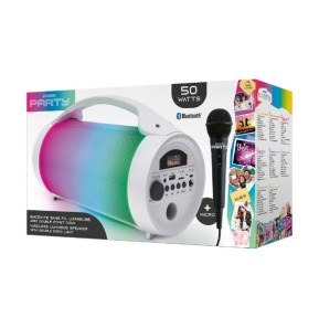 PARTY Enceinte Sans Fil Lumineuse Modèle Party Bluetooth 5.0 50W avec Poignée Blanc