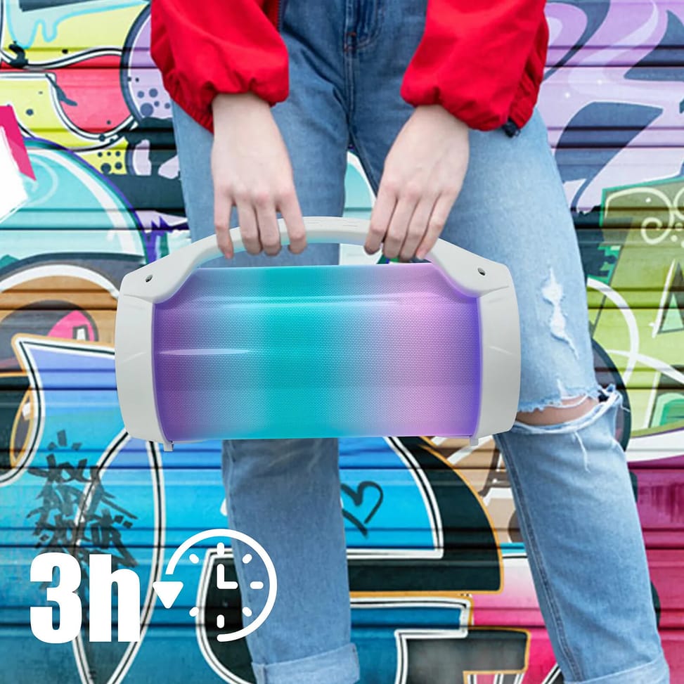 PARTY Enceinte Sans Fil Lumineuse Modèle Party Bluetooth 5.0 50W avec Poignée Blanc — image 5