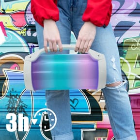 PARTY Enceinte Sans Fil Lumineuse Modèle Party Bluetooth 5.0 50W avec Poignée Blanc — image 5