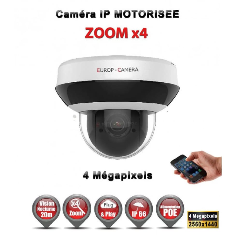 HIKVISION Kit Vidéo Surveillance PRO IP : 4x Caméras POE Dômes motorisée IR 20M 4MP + Enregistreur NVR 4 canaux H265+ 2000 Go — image 2