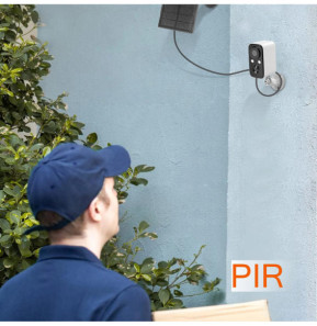 LinQ Caméra de surveillance avec Panneau solaire 1.5W Détection PIR Mode nocturne Rotatif Étanche IP65