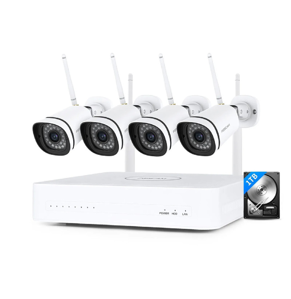 Foscam - Kit vidéosurveillance Wifi NVR 4 caméras