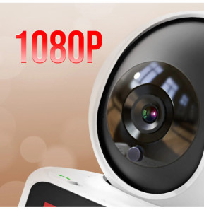 XO Caméra de Surveillance Connectée WiFi avec Écran Ful HD Rotation 350° Blanc