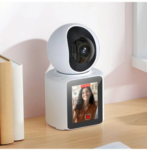 XO Caméra de Surveillance Connectée WiFi avec Écran Ful HD Rotation 350° Blanc
