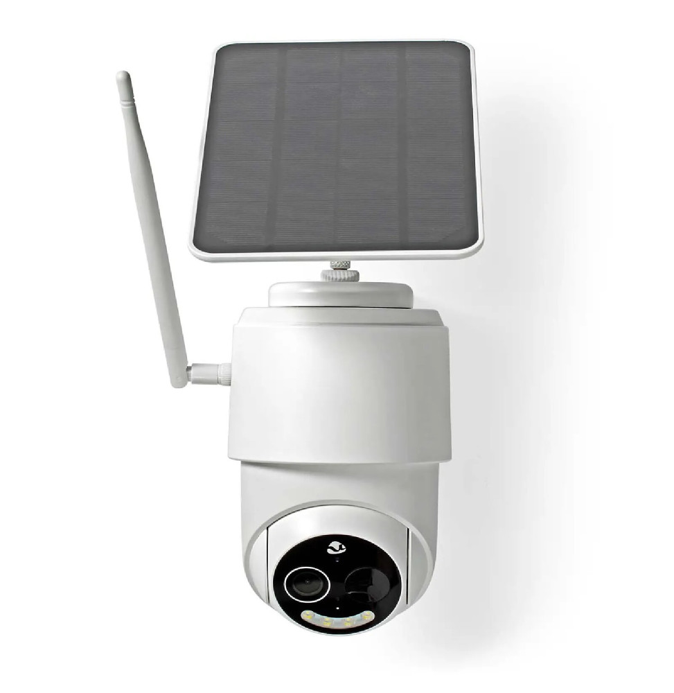 Nedis Caméra de Surveillance Extérieur Intelligente Full HD 1080p avec Panneau Solaire Blanc