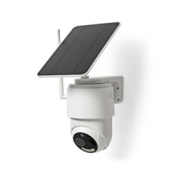 Nedis Caméra de Surveillance Extérieur Intelligente Full HD 1080p avec Panneau Solaire Blanc