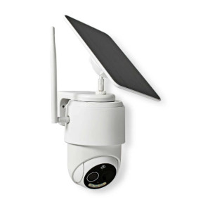 Nedis Caméra de Surveillance Extérieur Intelligente Full HD 1080p avec Panneau Solaire Blanc