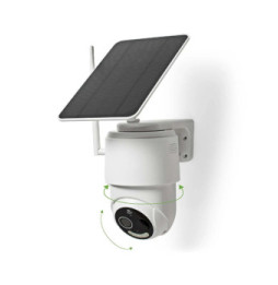 Nedis Caméra de Surveillance Extérieur Intelligente Full HD 1080p avec Panneau Solaire Blanc