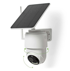 Nedis Caméra de Surveillance Extérieur Intelligente Full HD 1080p avec Panneau Solaire Blanc