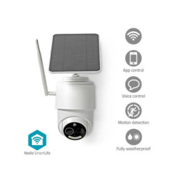 Nedis Caméra de Surveillance Extérieur Intelligente Full HD 1080p avec Panneau Solaire Blanc