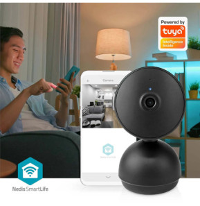 Nedis Caméra de surveillance Intelligente Full HD 1080p avec Base en Forme de Dôme Noir