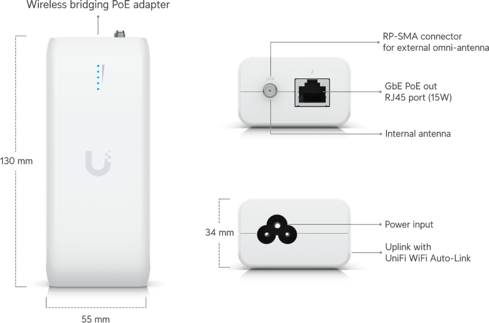 Ubiquiti UniFi Device Bridge – Adaptateur de pont sans fil PoE UDB — image 11