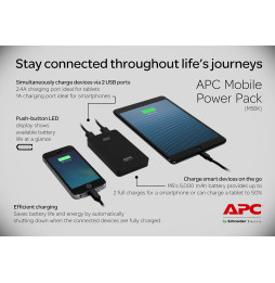 Batterie de secours portable APC M5BK 5000mAh Li-polymer (1x 5V/2,4A + 1x 5V/1A)