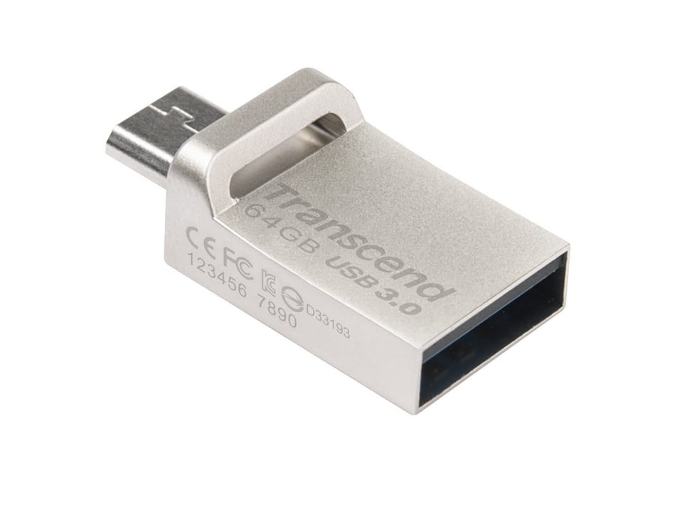 Clé USB et Micro-USB OTG Transcend JetFlash 880 - USB 3.0 Silver