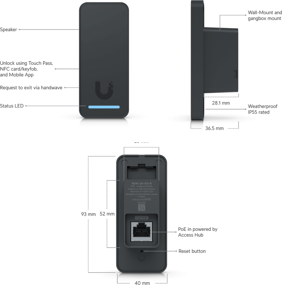 Ubiquiti Access G2 Reader – Lecteur d'accès compact UA-G2-Black — image 20