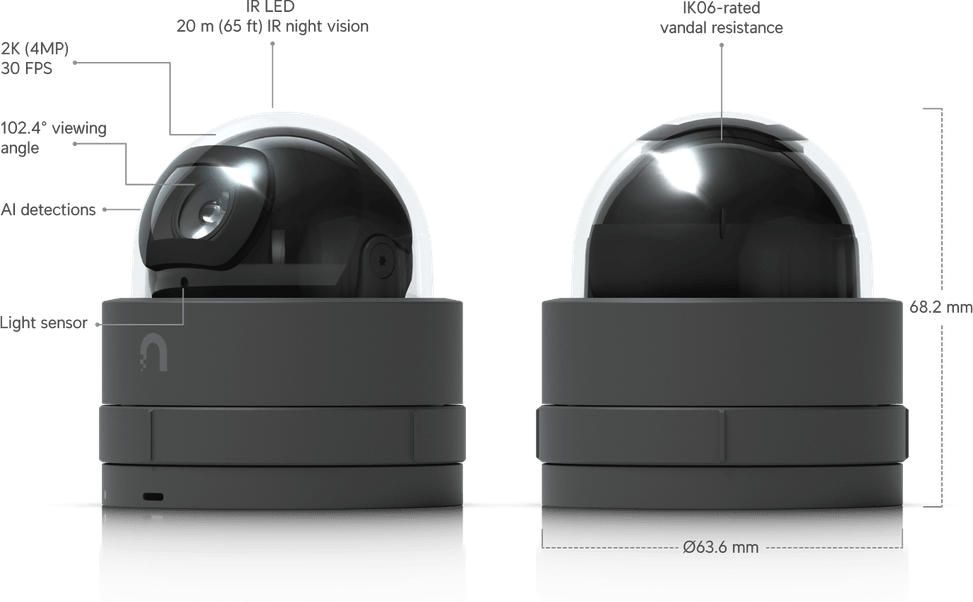 Ubiquiti G5 Dome Ultra – Caméra IP dôme compacte 2K UVC-G5-Dome-Ultra-B — image 24