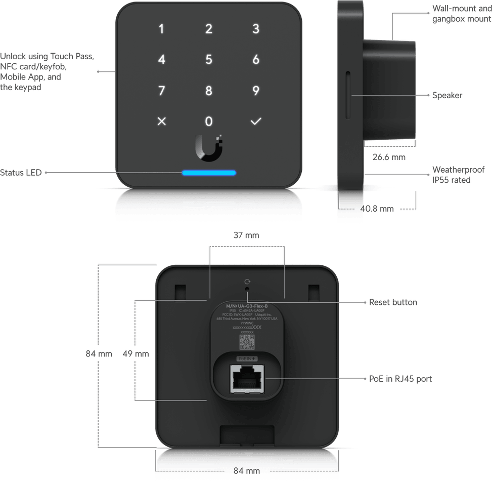 Ubiquiti Access G3 Reader Flex – Lecteur de cartes NFC avancé UA-G3-Flex-W — image 22