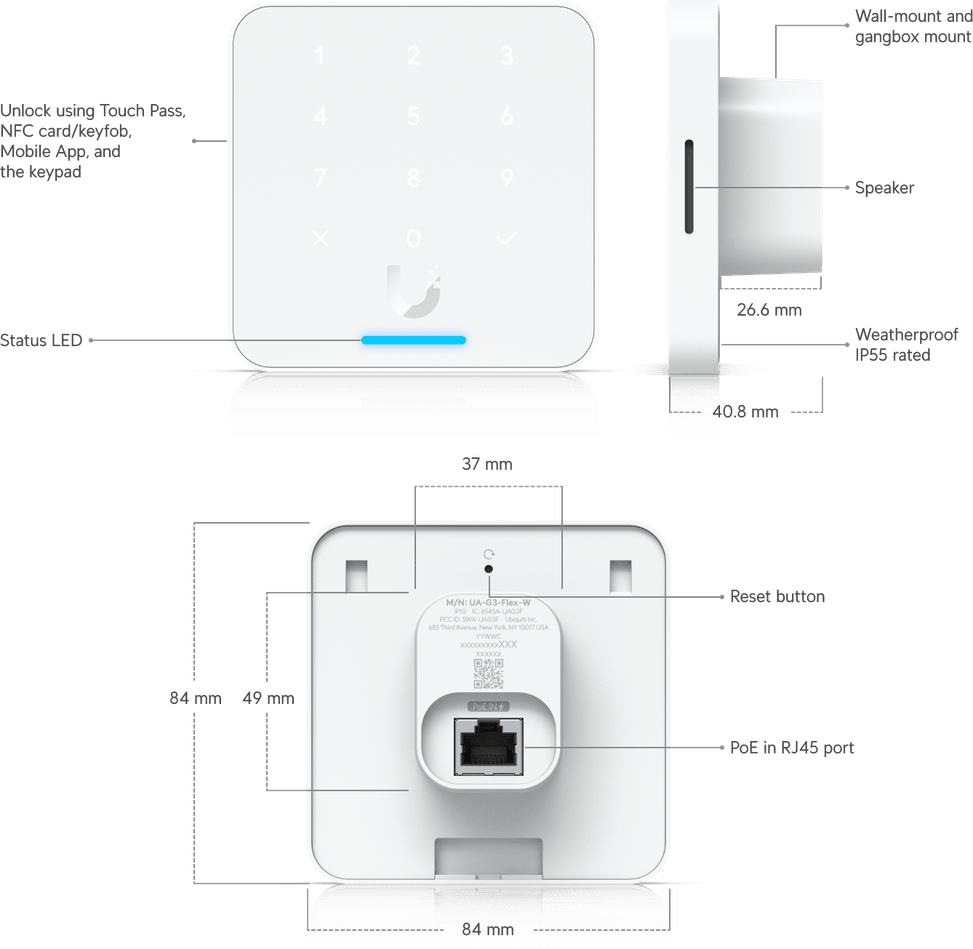 Ubiquiti Access G3 Reader Flex – Lecteur de cartes NFC avancé UA-G3-Flex-W — image 23
