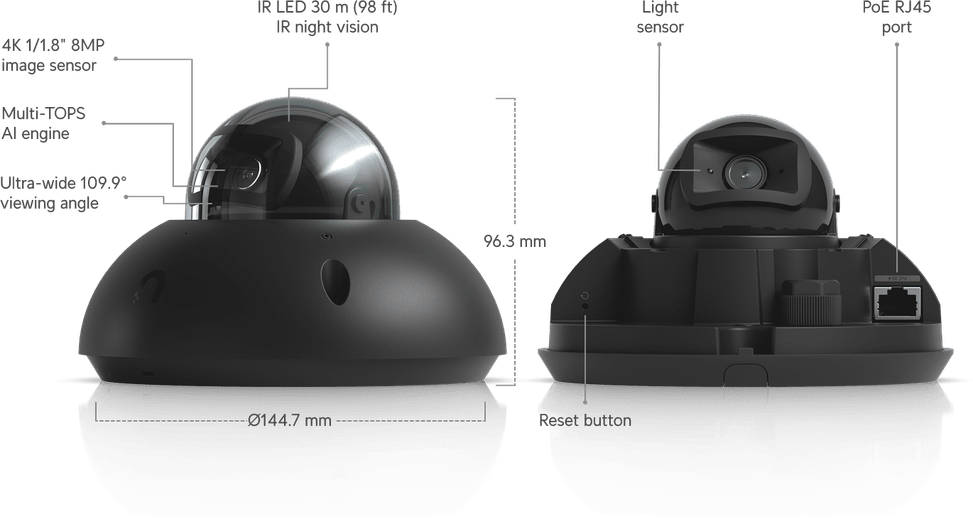 Ubiquiti G6 Dome – Caméra dôme 4K résistante aux intempéries UVC-G6-Dome-W — image 24