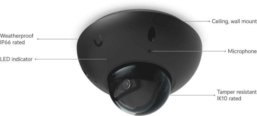 Ubiquiti G6 Dome – Caméra dôme 4K résistante aux intempéries UVC-G6-Dome-W — image 25